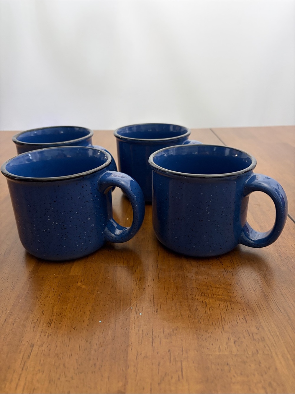 Vintage Marlboro Blue Speckled Ceramic Mugs - Set of 4